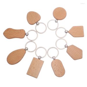 Porte-clés 5 pièces simples inachevé vierge étiquettes en bois de hêtre pendentif chien animal de compagnie étiquette en bois porte-clés porte-clés anneau cadeau de fête