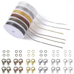 Sleutelhangers 6-kleuren dunne sierlijke kabel o ketting ketting met 60 stks kreeft klauwklasatie en 180 stks springringen voor sieraden maken