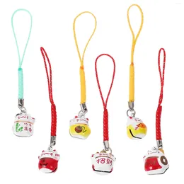 Porte-clés 6 pièces en laiton cloche en peluche porte-clés sac accessoires mignons ornements kawaii