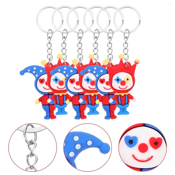 Porte-clés 6 pcs Clown trousseau enfants fête faveurs pendentif mignon sac en caoutchouc souple sac à dos décoration