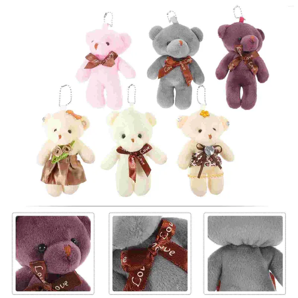 Porte-clés 6 pièces porte-clés mignon sacs de charme sac à main décoration chaînes de téléphone et charmes fête d'anniversaire faveurs ours en peluche Miss