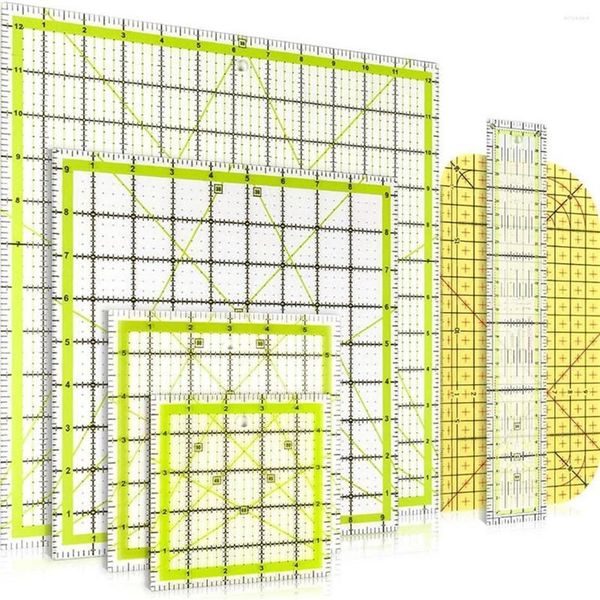 Llaveros 6 PCS Regla de acolchado Cuadrado Acrílico Tela Corte Marcador transparente Planchado2639