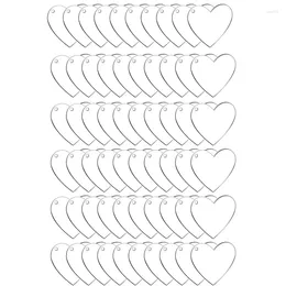 Porte-clés 60 Pack 2 pouces Acrylique Coeur Porte-clés Blancs Coeurs Disques Pour DIY Étiquettes Cadeaux Saint Valentin Ornements