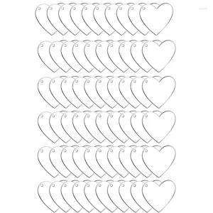 Porte-clés 60 Pack 2 pouces Acrylique Coeur Porte-clés Blancs Coeurs Disques Pour DIY Étiquettes Cadeaux Saint Valentin Ornements