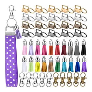 Sleutelhangers 60 Stuks Sleutelhanger Hardware Set Omvat 20 Polsbandje Met Sleutelhanger En Sleutelhanger Tassel Swivel Snap Hook292x