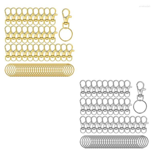 Porte-clés 60 pièces Porte-clés Clip Crochets Twist Locks Lanyard Snap avec anneaux fendus