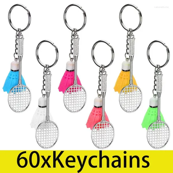 Keychains 60pcs Badminton Keychain Tennis Party Party Favors Sports Key Ring Holder Gift For Women Novelty