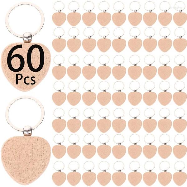 Keychains 60pcs corazón en blanco Keychain Keychain Key Tag Gift