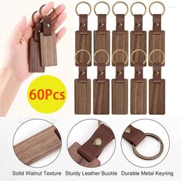 Porte-clés 60pcs blanc bois porte-clés cadeau de mode pour la chaîne de porte-clés de voiture