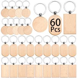 Keychains 60pcs en bois vide en bois clés en bois inachevés en bois clés de trousse clés de clés de clés de bricolage pour arts artisanaux ornements de Noël