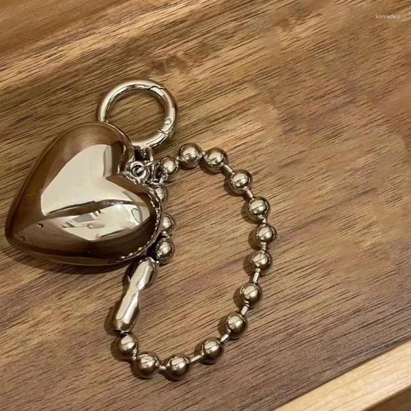 Porte-clés 652F en forme de coeur porte-clés sacs à dos pendentif pendentifs à breloques à la mode bricolage perles chaîne porte-clés cadeau pour filles femme