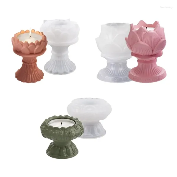 Keychains 652f Lotus Bandlersrs Resin Resin Flower Candlestick Epoxy Casting Silicone Moules pour DIY Candy Stand Home Decor Table