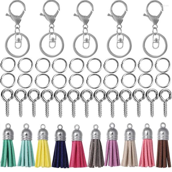 Keychains 65pcs/set Keychain con anillos de llave PIN COLORITO PENDENTES DE RESINA Epoxi epoxi para joyas de bricolaje que fabrican accesorios