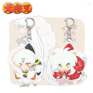 Porte-clés 6cm dessin animé Anime Inuyasha Figure porte-clés Sesshoumaru Q Version acrylique ornements voiture porte-clés Fans Collection cadeaux pour enfants