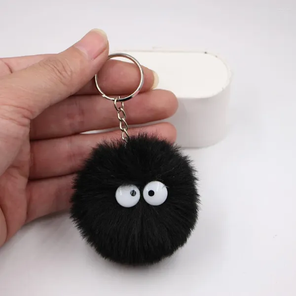 Keychains 6cm pommes falsos pelos poms bolas llavero esponjoso anillos de llave de pompom para accesorios de bolsas