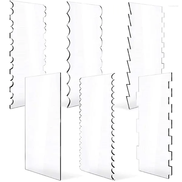 Llaveros 6 unids claro acrílico pastel raspador decoración peine sierra conjunto de dientes ajuste herramienta más suave cortador de pastelería DIY glaseado glaseado