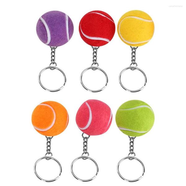 Porte-clés 6pcs balle de tennis porte-clés porte-clés pendentif décoration cadeau multi couleurs 4cm pour sacs clé