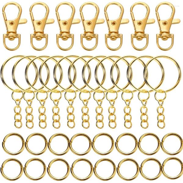 Porte-clés 70pcs / lot pivotant mousqueton porte-clés avec connecteurs de saut de chaîne pour bricolage porte-clés lanière bijoux faisant des accessoires kits