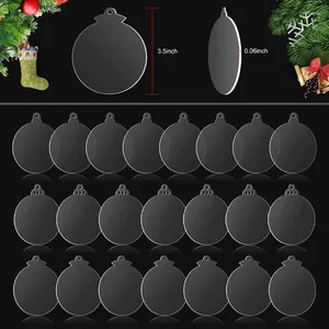 Porte-clés 72pcs Blank Christmas Bauble Tree Décoration Clear Acrylique Ornement