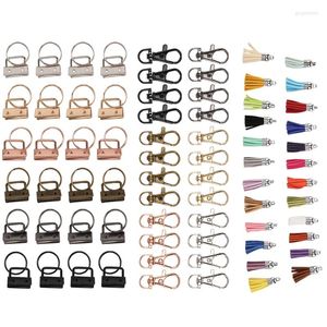 Keychains 72pcs Key FOB -hardwareset inclusief 24 kleurrijke sleutelhanger kwastje en swivel snap hooks 6 kleuren