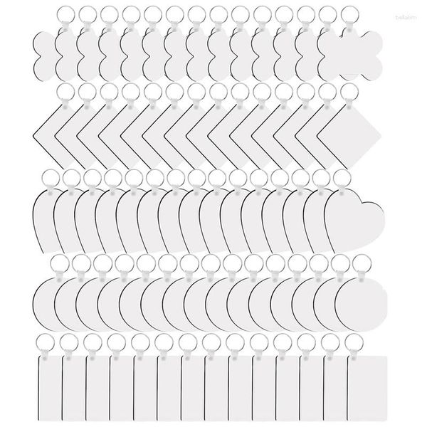 Llaveros 75 piezas Llavero de sublimación en blanco a granel MDF Tablero de transferencia de calor de doble cara para bricolaje y artesanía