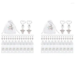 Porte-clés 80 ensembles Pearl Angel avec porte-clés en forme de coeur Ensemble de faveur de mariage comprenant des sacs-cadeaux A