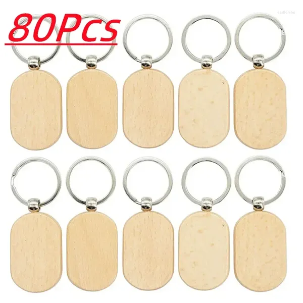 Keychains 80pcs forma de pista en blanco de madera blancos de madera de madera llave adecuada para láser regal
