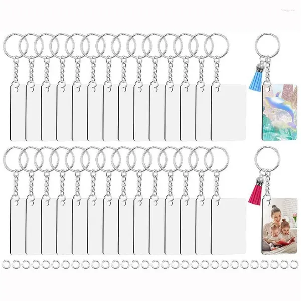 Porte-clés 90PC Sublimation Porte-clés Blancs Ensemble avec anneaux et saut pour bricolage artisanat fabrication de bijoux carré