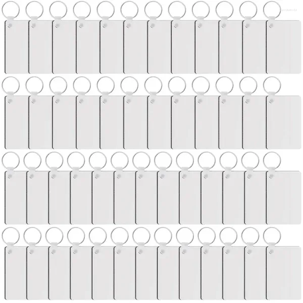 Porte-clés 90pcs rectangle sublimation porte-clés vierges double face transfert de chaleur mdf panneau blanc porte-clés pour bricolage