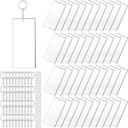 Sleutelchains 90 stcs transparante acryl sleutelhanger blanco charmes sleutelhangers jump ring voor doe -het -zelf ambachtelijke ornament grave schilderij