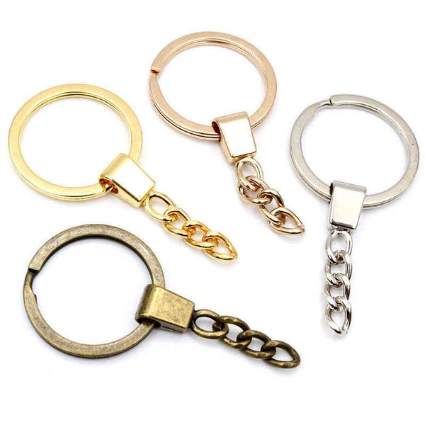 Porte-clés Un lot de 10 pièces de 50 mm de long porte-clés ronds ouverts en rhodium, bronze et or, taille 30 mm, vente en gros