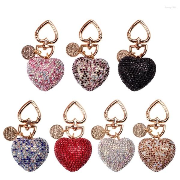 Llaveros A0NF Corazón Colgante Llavero Amor En forma de teléfonos móviles Correas Único Rhinestones Bolsa Elegante Teléfono Charm Joyería