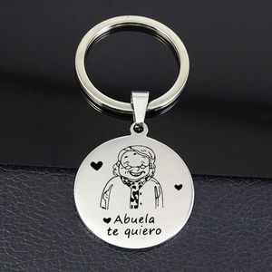 Porte-clés Abuela Te Quiero Porte-clés Llavero 2023 Est Disque en acier inoxydable Porte-clés Bijoux Cadeau pour grand-mère YP6793