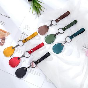 Keychains Access Control Card Sleeve Key Chain Cowhide Community Round unisex ic bus lift inductie beschermende ketens