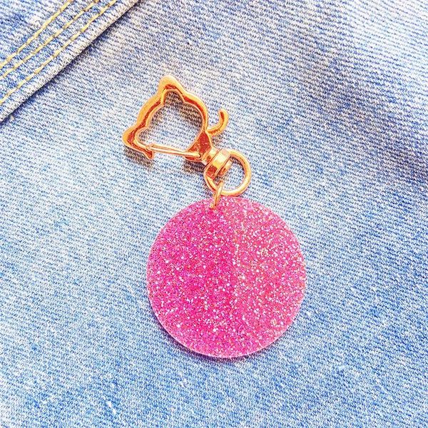 Porte-clés Acrylique Personnalisé Imprimé Sparkly Pink Dot Porte-clés Cadeau Rond Marque Clear Belle Titulaire