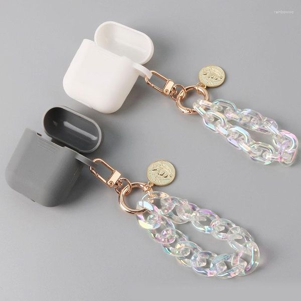 Keychains Acrylique Key Pendant Sac Ornement Chaîne Liste des alliages Keychain Gold Color Couple Couple AirPods chaînes