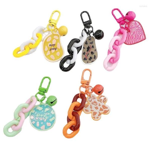 Porte-clés acrylique petite cloche chaîne porte-clés bijoux pendentif ornement charme clé en alliage pour femmes fille cadeau accessoires