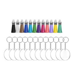 Sleutelhangers Acryl Transparante Cirkelschijven Sleutelhangers Helder Ronde Sleutelhanger Blanks En Kwastje Hanger Sleutelhanger Crafts270q