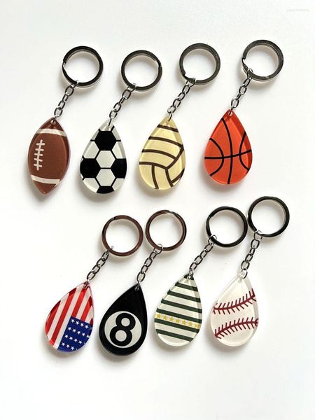 Porte-clés acrylique volley-ball en acier inoxydable porte-clés sac de Football voiture balle clé porte-jouet anneau pour hommes femmes en gros