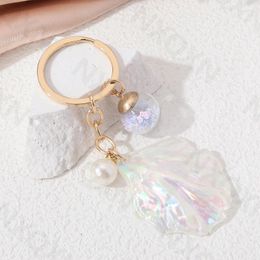 Keychains acrylique blanc grand coquille keychian étoile verrure baille de perle clés pour femmes fille amitié-cadeau sac décoration juive faite à la main