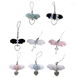 Keychains schattige Angel Wing Themed Telefoonketen Disk Pendant Accessoire Exquise Heart Hangers voor punkliefhebbers