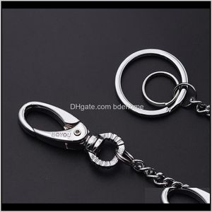 Keychains aessories Drop levering 2021 Roestvrij staal Hip Hop Fashion Men Women Keychain Anti-Most Long Ring Metal Car Key Chain Bag Charms