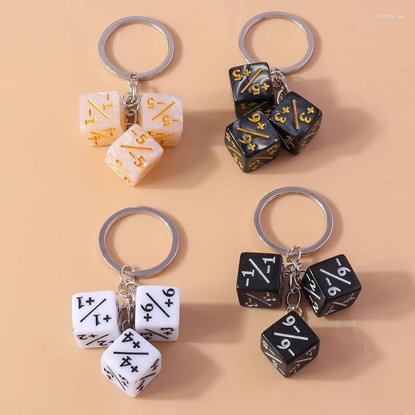 Porte-clés Aihua Acrylique Dés D6 Maths Calculs mathématiques Jouets portables DND RPG TRPG Jeux Accessoires Sac à main Pendentifs