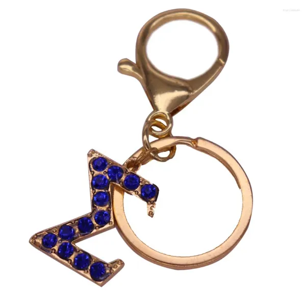 Porte-clés Alliage Bleu Cristal Femmes Lady Service Social Lettre Grecque Sigma Signe Porte-clés