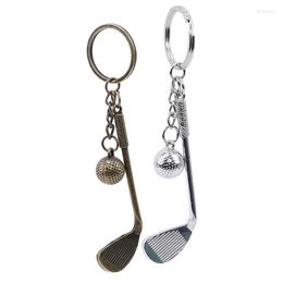 Porte-clés alliage argent Bronze boule ronde bâton de Golf décor anneau fendu porte-clés Fob porte-clés cadeaux créatifs Miri22