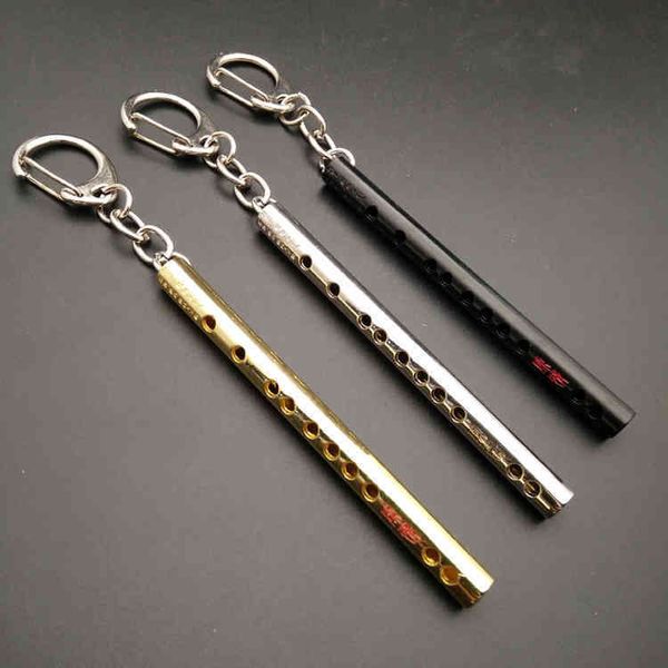 Keychains de animación cadena de tecla periférica Magic Road Horizontal Flute Funder 8cm Petición Wei Wuxian Ghost Aluminio Colgante de aluminio