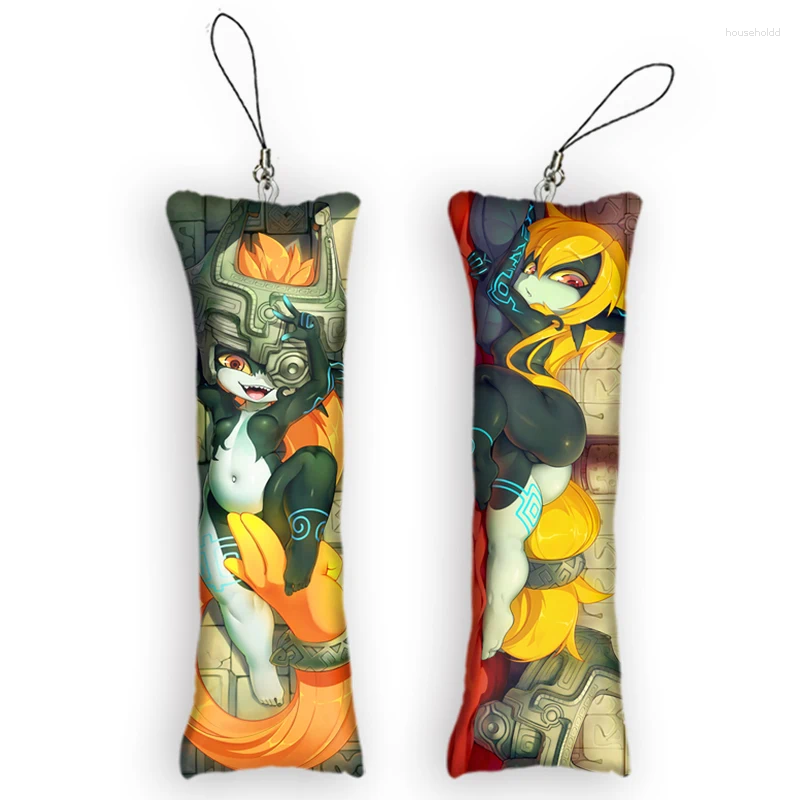 Keychains Anime Character Design Midna Dakimakura Mini Keychain Funny Pendant Double-Sided Print Hanging Ornament Small Pillow Key Chain