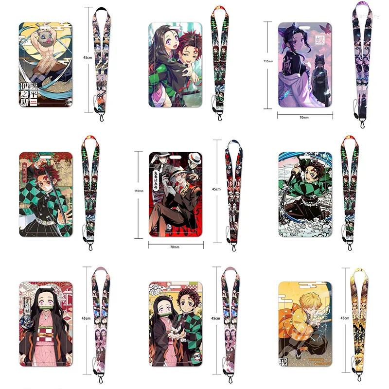 Schlüsselanhänger Anime Demon Slayer Lanyards für Schlüssel Halsband Karte Abzeichen Gym Kette Lanyard Halter DIY Hang Rope Schlüsselanhänger