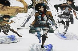 Sleutelhangers Anime Figuur Aanval Op Titan Dubbelzijdig Acryl Stand Model Plaat Shingeki Geen Kyojin Bureau Decor Staande Teken voor Frie6755877