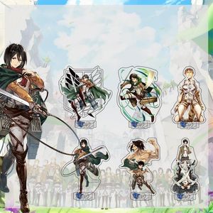 Porte-clés Anime Figure Attaque Sur Titan Double Face Acrylique Stand Modèle Plaque Shingeki No Kyojin Bureau Décor Fan Collection De Cadeaux Porte-clés Pour